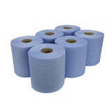 2 Ply Blue Embossed Centre Feed Rolls - Case Of 6